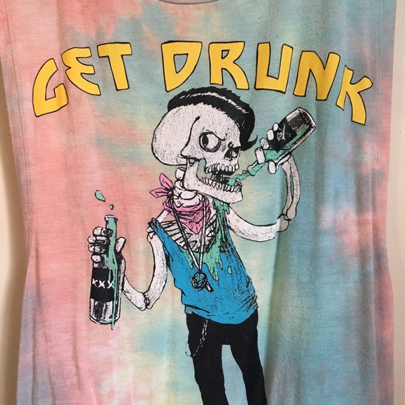 Rat Baby punk tie dye flowy open back soft tank bar drinking alcohol alcoholic - Picture 5 of 5